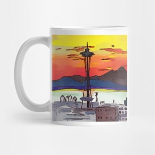 Stunning, intense red Seattle Sunset during wildfires in Canada Mug